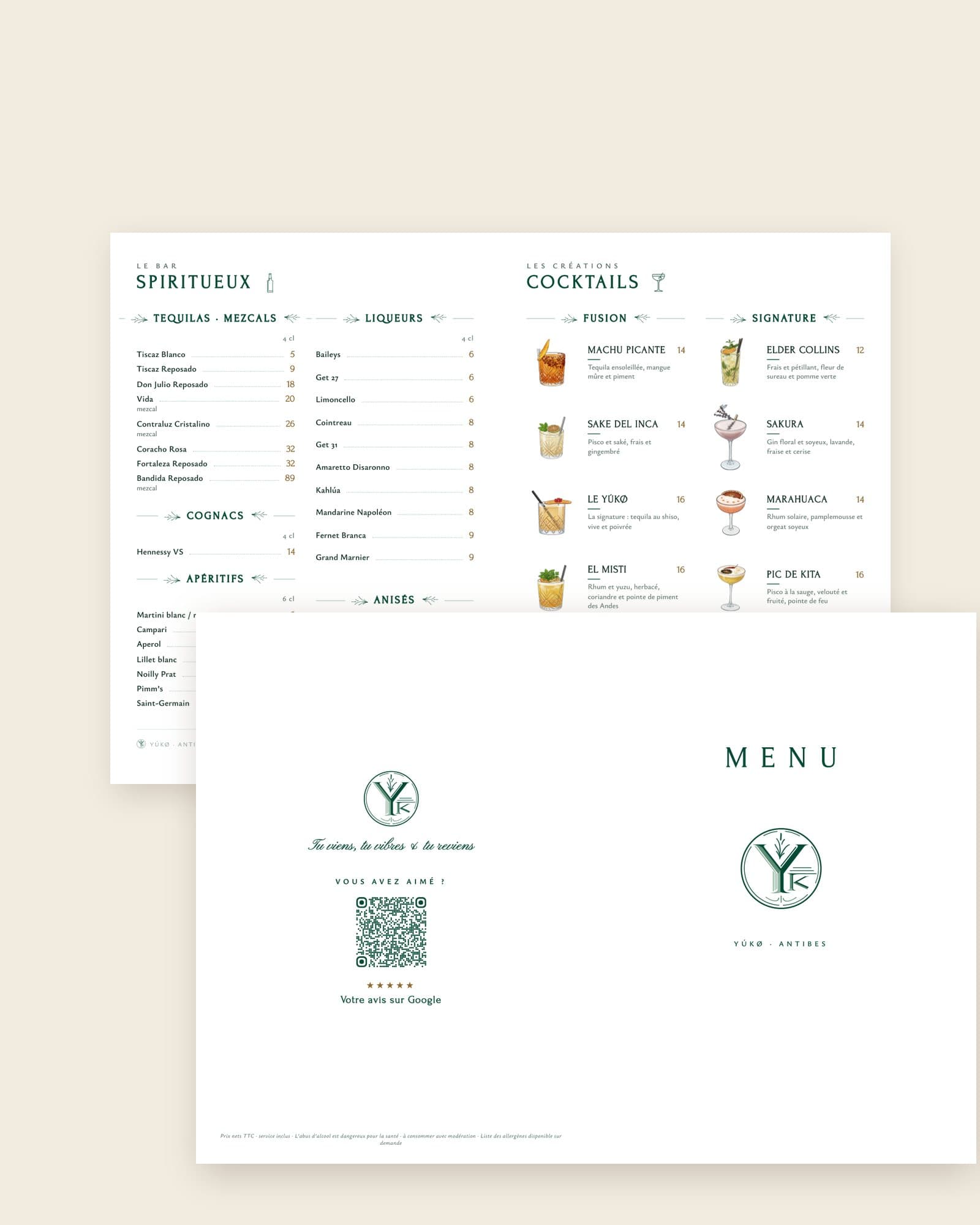 Carte Yúkø en livret A5, deux doubles pages